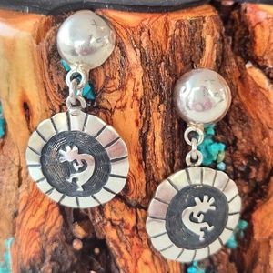 Vintage Kokopelli 925 Sterling Silver Earrings